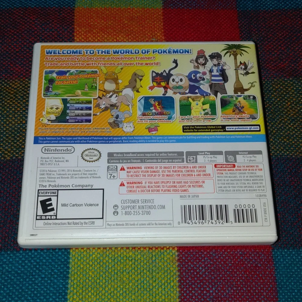Pokémon Sun (Nintendo 3DS 2016) Tested & Works CIB Complete